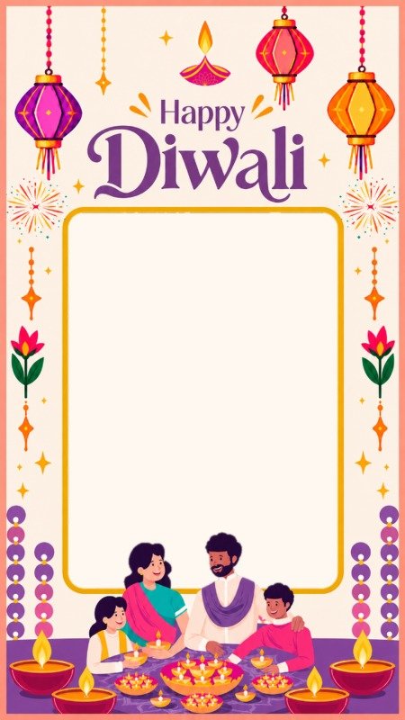 Happy Family Diwali Celebration Frame