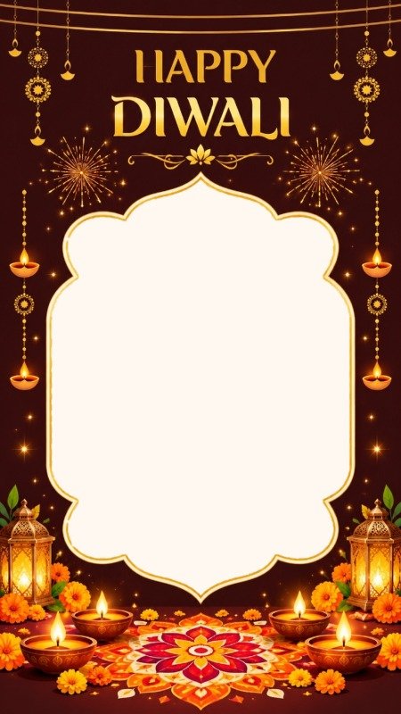 Royal Maroon & Gold Fireworks Diwali Frame