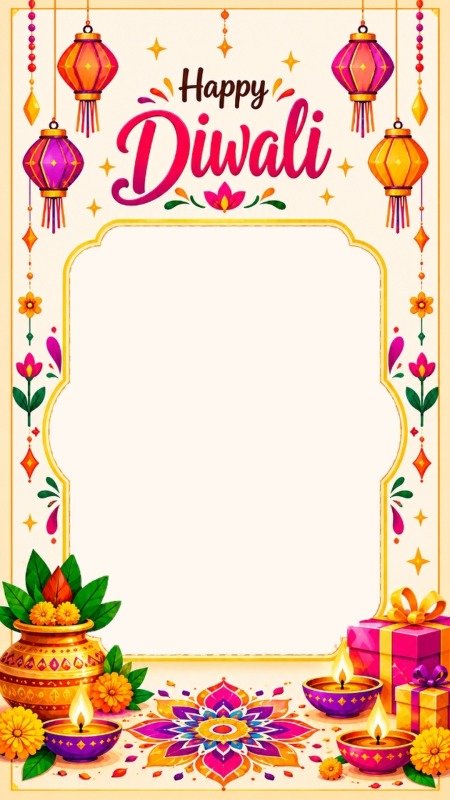 Auspicious Shubh Kalash & Gifts Diwali Frame